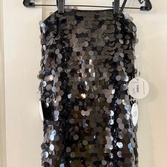 STAUD Casey Paillette Strapless Dress in Black 0 2 - Picture 3 of 10